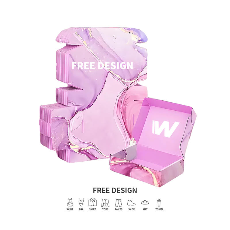 Purple Marble Corrugated Clothing Packaging Boxes