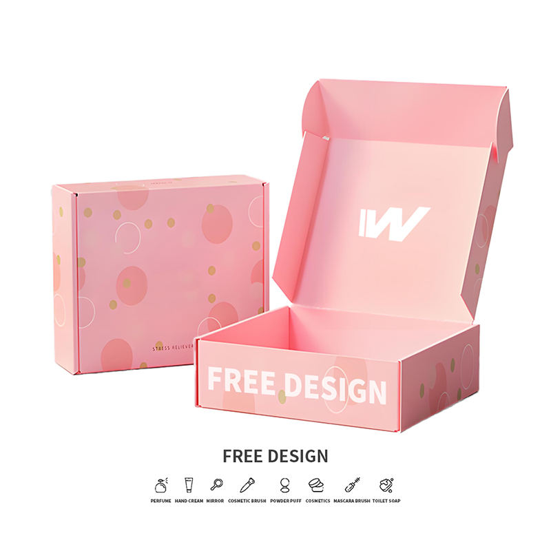 Bubble Design Pink Corrugated Cosmetic Packaging Boxes