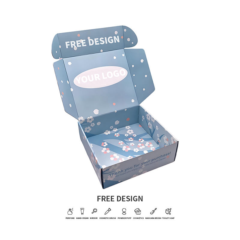 Blue Background Petal Corrugated Cosmetic Packaging Boxes