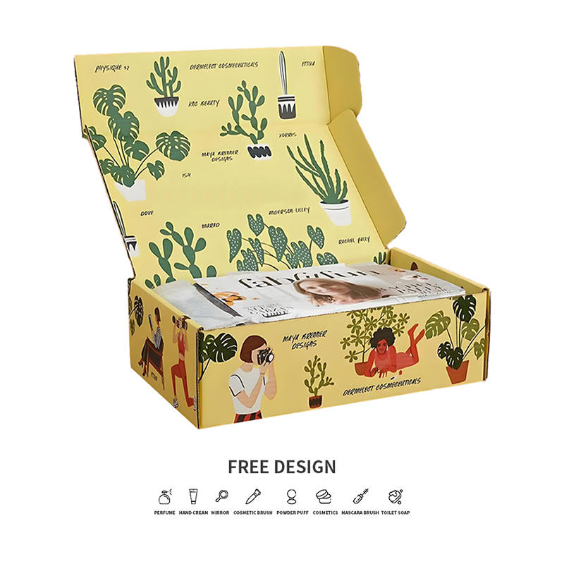 Mga Mapaglarong Potted Plants Corrugated Cosmetic Packaging Boxes