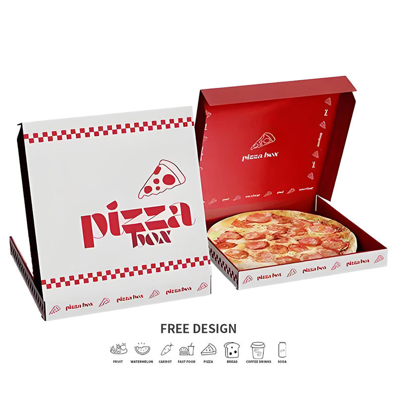 Corrugated Contrast Color Takeaway Pizza Packaging